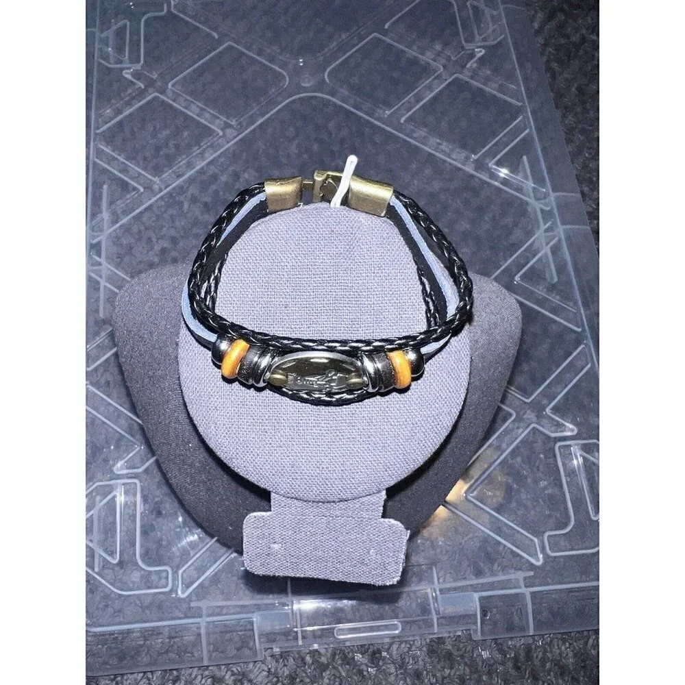 TAURUS Constellation Braided Rope Bracelet Punk Alloy Leather Bracelet